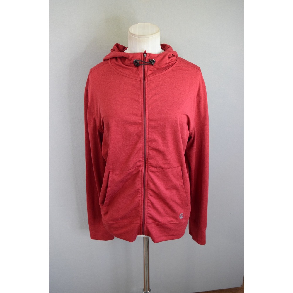 Calme Johnny Was Full Zip Hoodie XL Red Heathered Hooded Jacket Women Soft